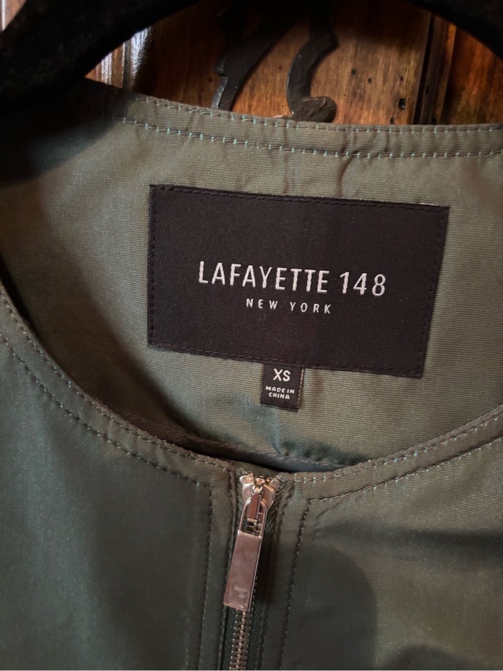 Lafayette 148 New York Olive Green Zip Bomber Jacket